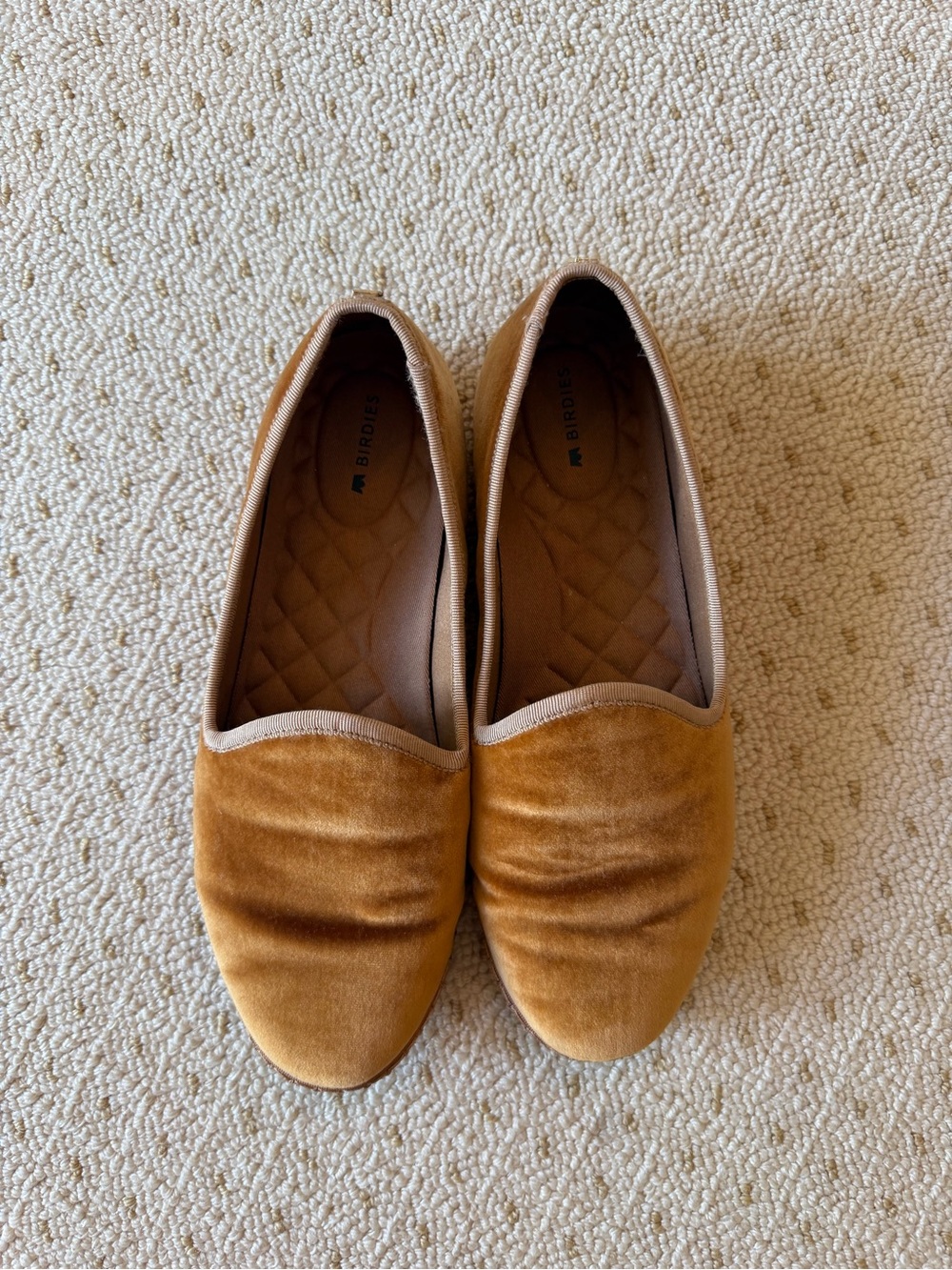 Birdies Velvet Loafers in Camel Brown